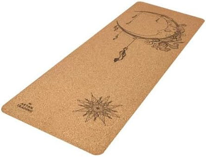 Cork Yoga Mat – Eco-Friendly Non-Slip Rubber, Moon & Mandala Design