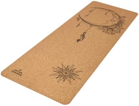 Cork Yoga Mat – Eco-Friendly Non-Slip Rubber, Moon & Mandala Design