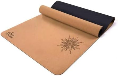 Cork Yoga Mat – Eco-Friendly Non-Slip Rubber, Moon & Mandala Design