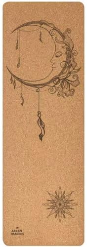 Cork Yoga Mat – Eco-Friendly Non-Slip Rubber, Moon & Mandala Design