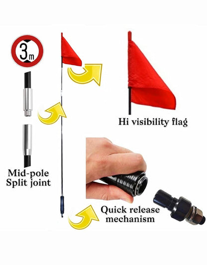 Artan Off-Road Desert Safety Flag | 9ft Quick Connector Pole + Bag