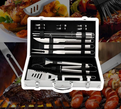 Artan Premium 18-Piece BBQ Grill Set with Stainless Steel Carry Case