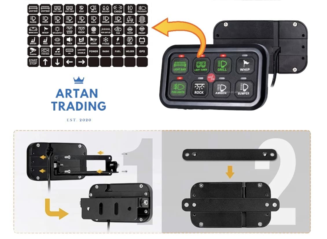 Artan 8-Gang RGB Waterproof Switch Panel | Universal Relay System 12V/24V