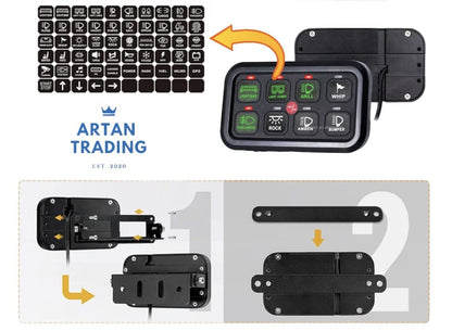 Artan 8-Gang RGB Waterproof Switch Panel | Universal Relay System 12V/24V