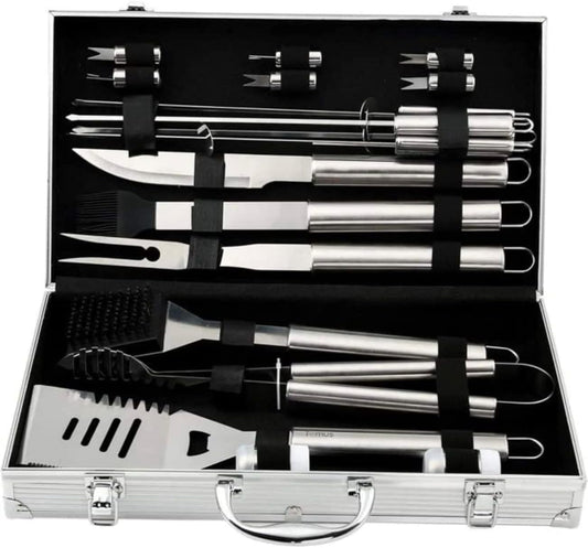 Artan Premium 18-Piece BBQ Grill Set with Stainless Steel Carry Case
