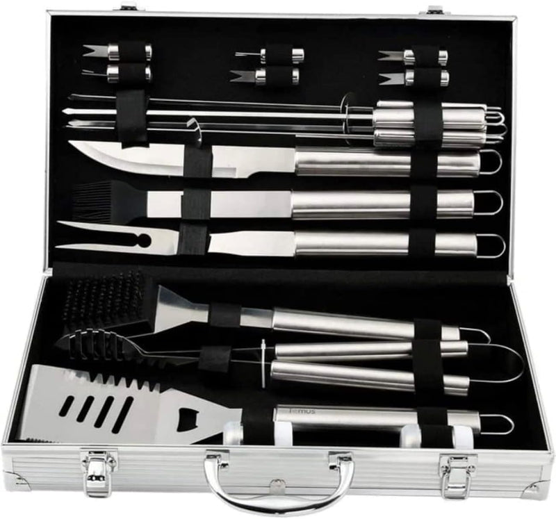 Artan Premium 18-Piece BBQ Grill Set with Stainless Steel Carry Case