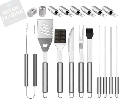 Artan Premium 18-Piece BBQ Grill Set with Stainless Steel Carry Case