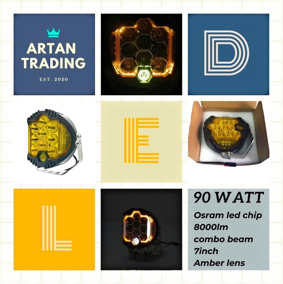 ARTAN Amber 7-Inch LED Spotlight | 90W 8000lm Combo Beam | IP68