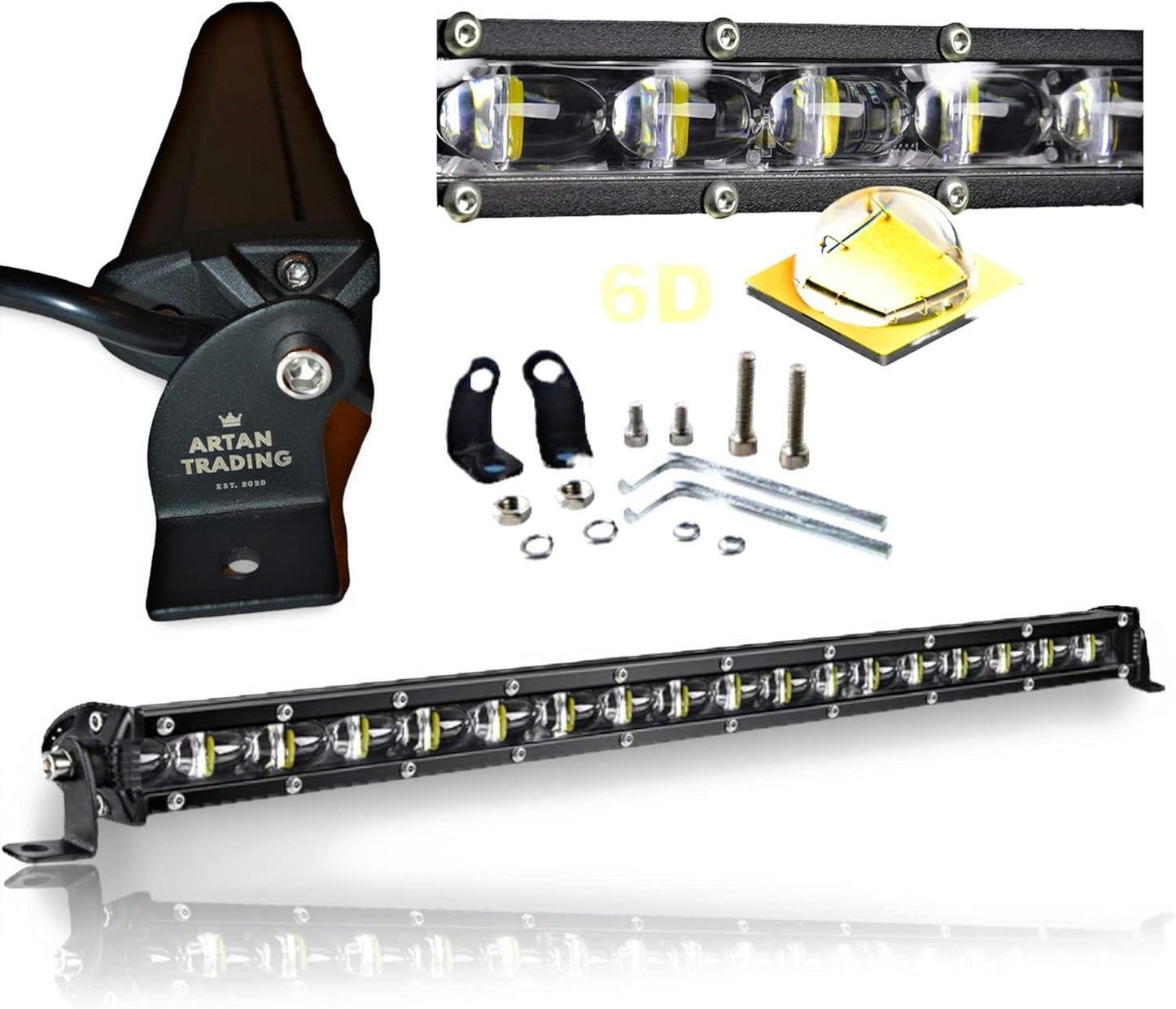 Artan 20-Inch 6D LED Light Bar | 90W Single Row | IP68 Waterproof