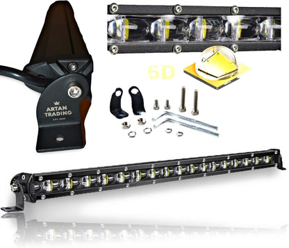 Artan 20-Inch 6D LED Light Bar | 90W Single Row | IP68 Waterproof