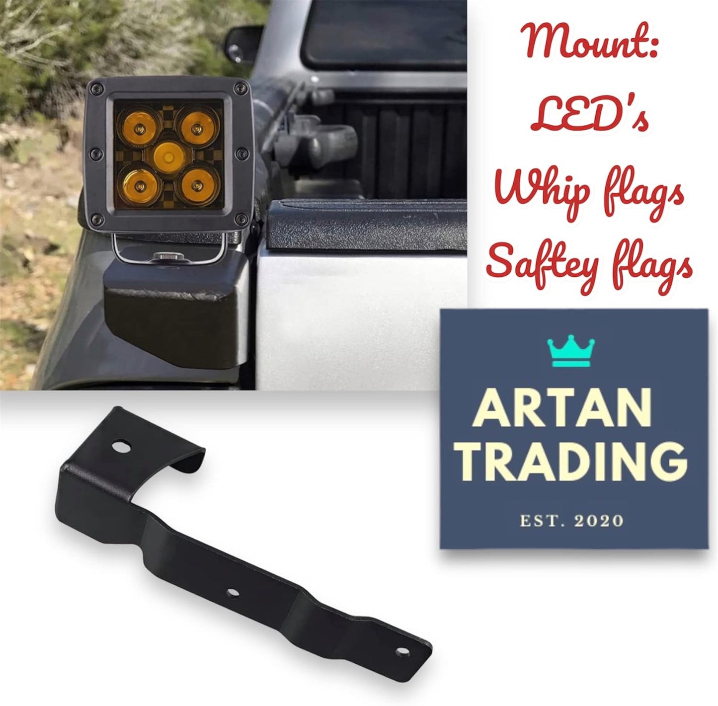 Artan Heavy-Duty Rear Flag & Light Bracket for Toyota Tacoma 2016+