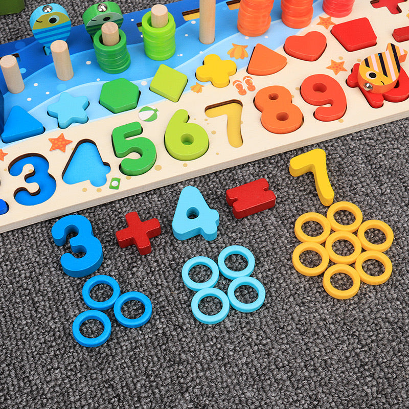 Kids Montessori Math Toys – Educational Wooden Puzzle & Fishing Game for Toddlers