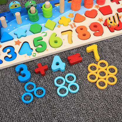 Kids Montessori Math Toys – Educational Wooden Puzzle & Fishing Game for Toddlers