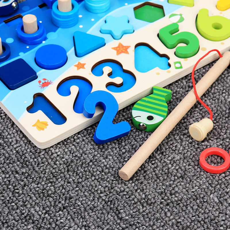 Kids Montessori Math Toys – Educational Wooden Puzzle & Fishing Game for Toddlers