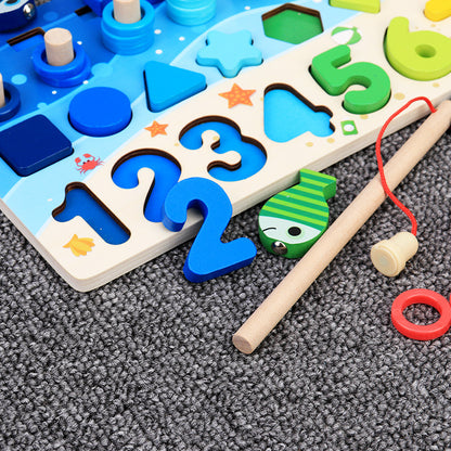 Kids Montessori Math Toys – Educational Wooden Puzzle & Fishing Game for Toddlers