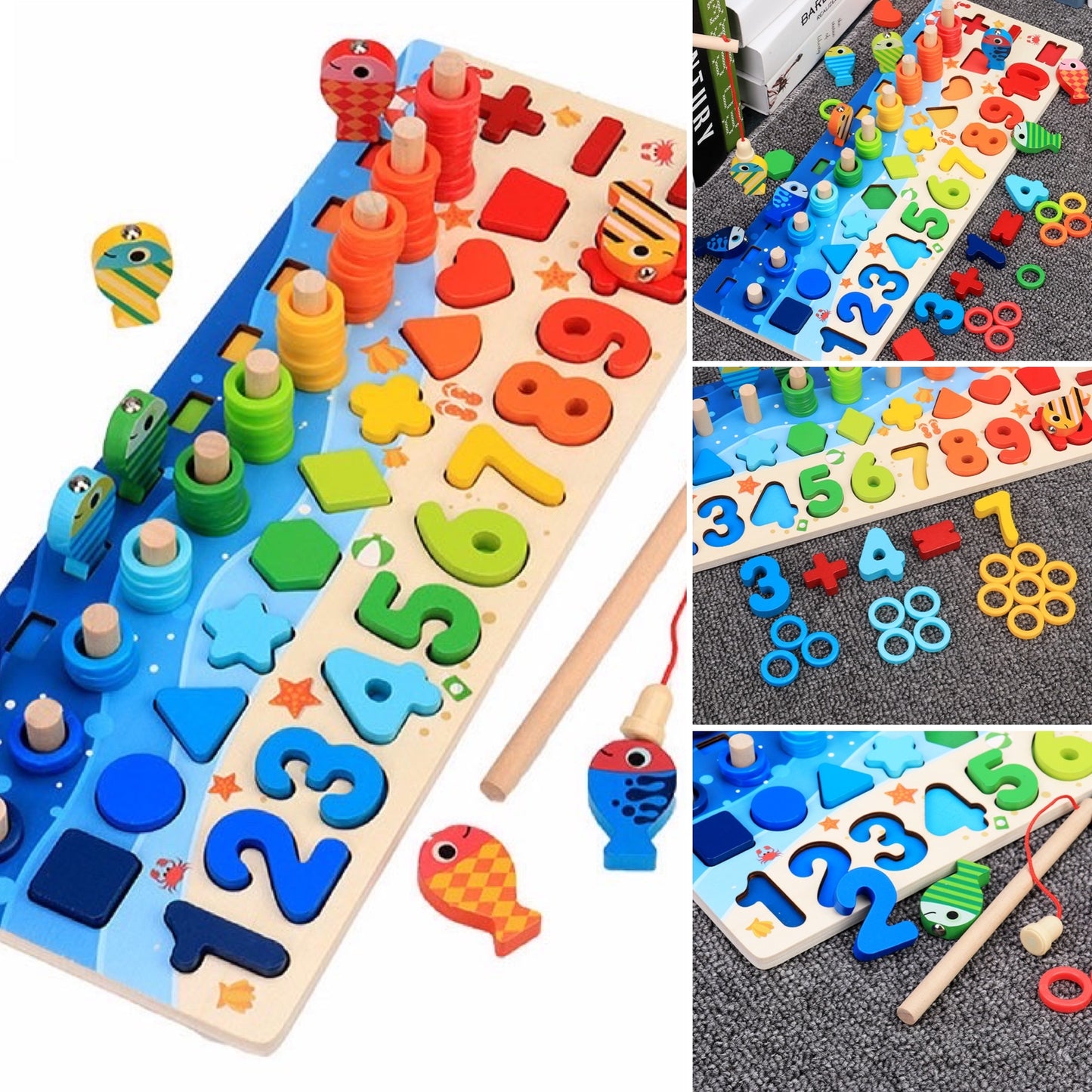 Kids Montessori Math Toys – Educational Wooden Puzzle & Fishing Game for Toddlers