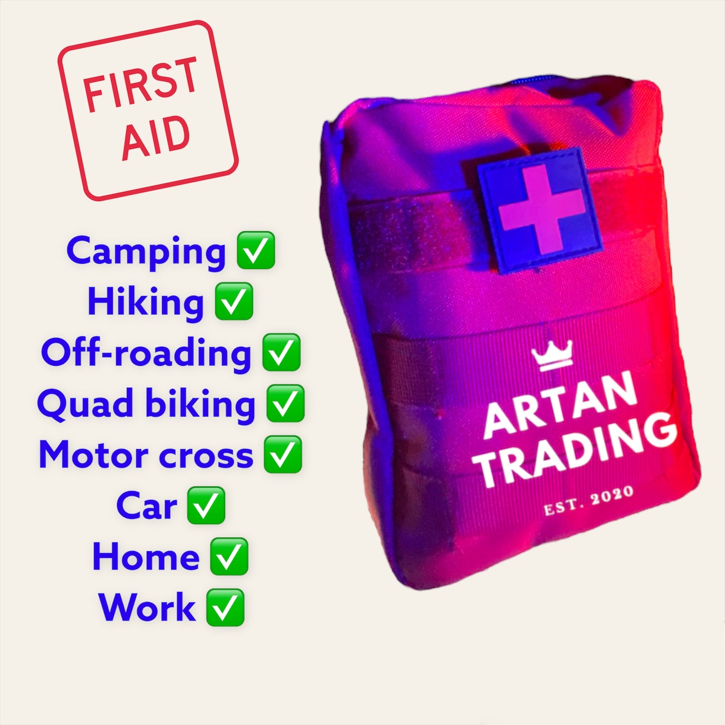 First Aid Kit - Automotive, Trauma, Molle - Ideal for Motorbike & Offroad Adventures